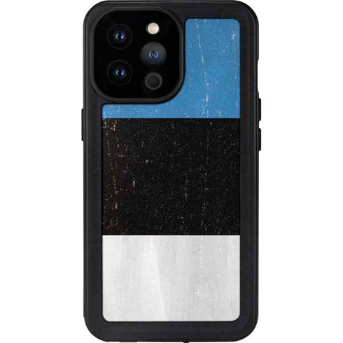 Estonia Flag Distressed iPhone 14 Pro Max Waterproof Case